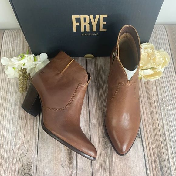 Frye Shoes - Frye Brown Leather Ankle Booties 6.5M